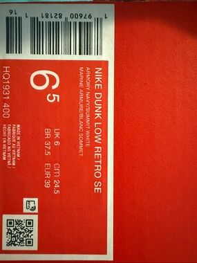 Nike Dunk Low Retro SE Red/White Box Label